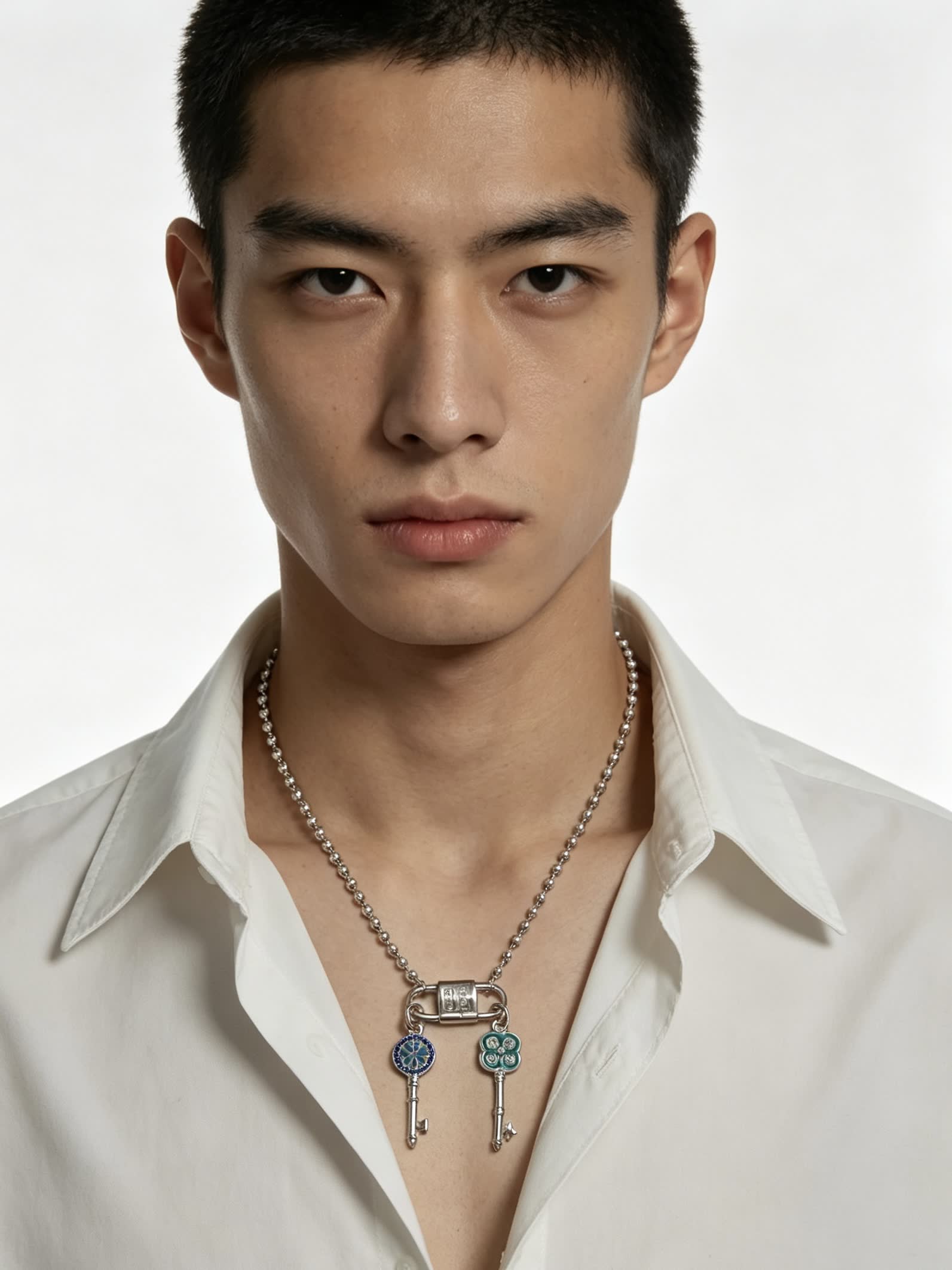 Tiffany & Co. Blue Enamel Lock and Key Necklace